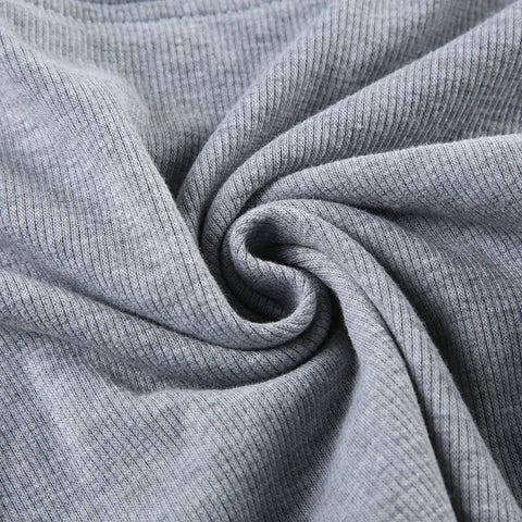 Grey Lace Patch Turn-Down Collar Top