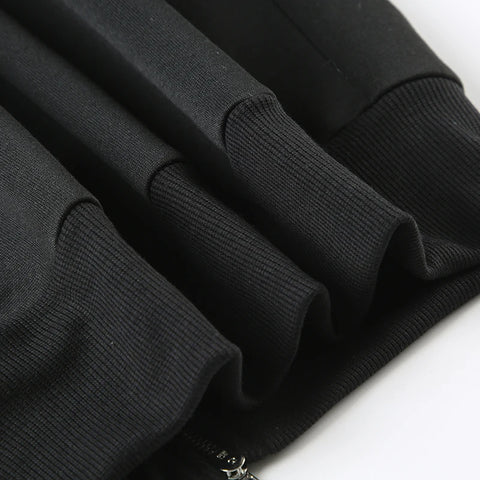 Gothic Star Rhinestone Zipper Up Coat