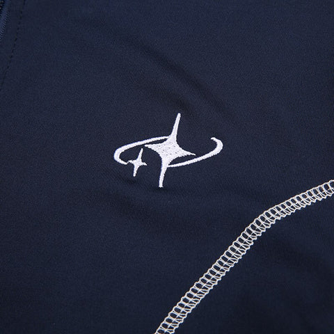 Blue Stripe Zip-Up Long Sleeve Top