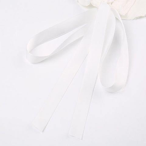 White Lace Spliced Short  Crop Top