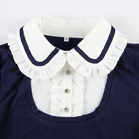 blue-patchwork-bow-ruched-short-sleeve-top-5