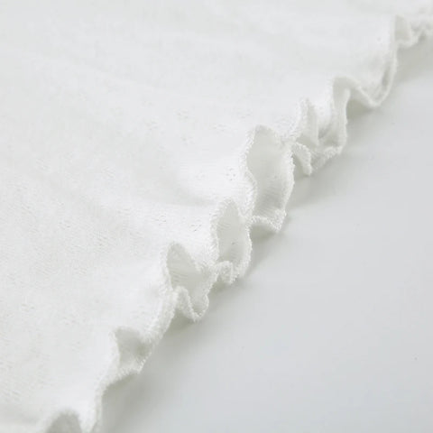 White Square Neck Cute Top