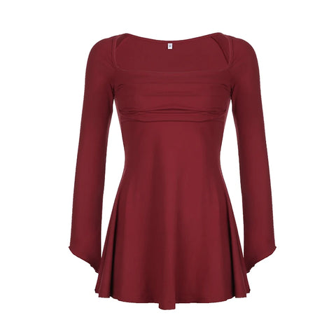 black-square-neck-a-line-flare-sleeve-dress-8