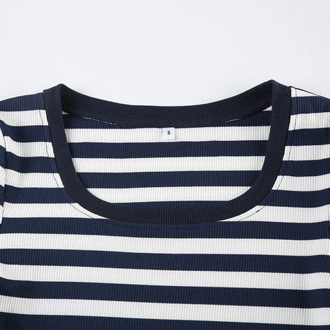Basic Striped Crew Neck Knitted Top