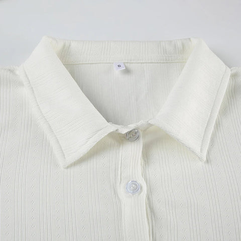 Elegant White Jacquard Single Breasted Shirt