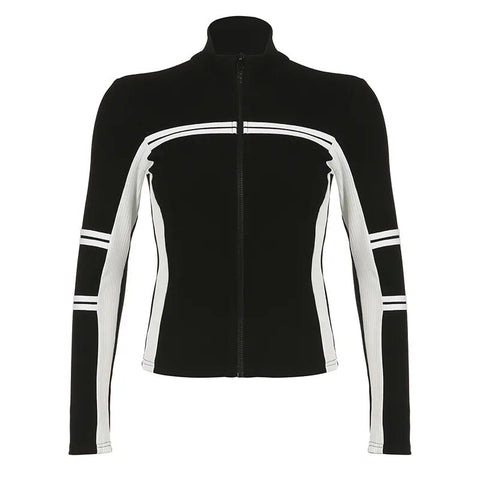 black-skinny-zip-up-stripe-patchwork-coat-4