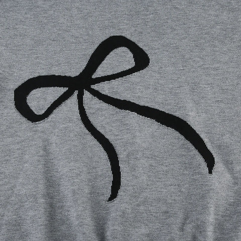 Casual Bow Pattern Knitted Pullove Top