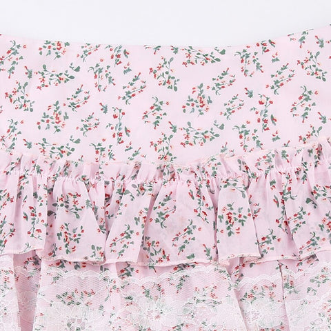 flowers-printed-lace-trim-ruffles-mini-pleated-skirt-5