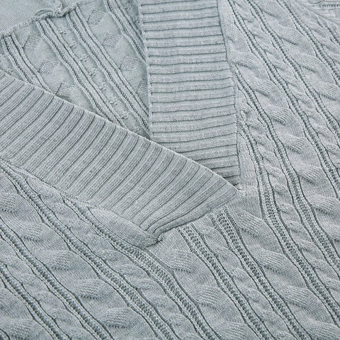 Casual Grey Twisted Hooded Sweater