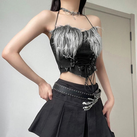 black-backless-sexy-zipper-faux-fur-halter-top-3