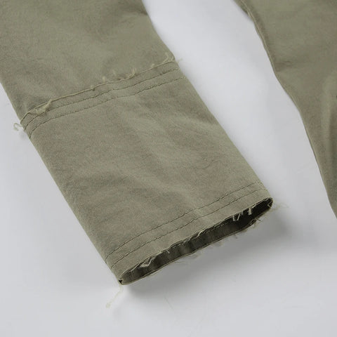 Stand Collar Buttons Pockets Coat