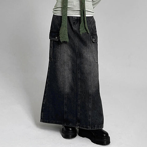 dark-grey-loose-pockets-denim-skirt-2