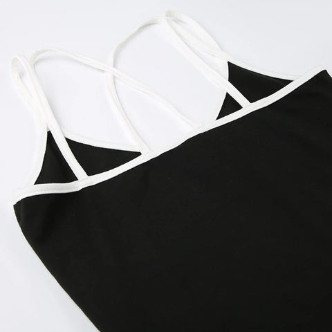 Casual Black Skinny Backless Bandage Dress