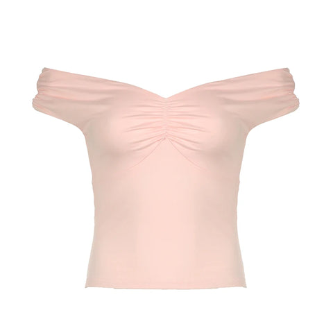 White V-Neck Skinny Off Shoulder Top