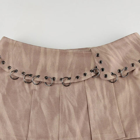 vintage-brown-ring-suede-pleated-skirt-5