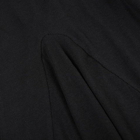 black-v-neck-folds-short-sleeve-a-line-dress-6