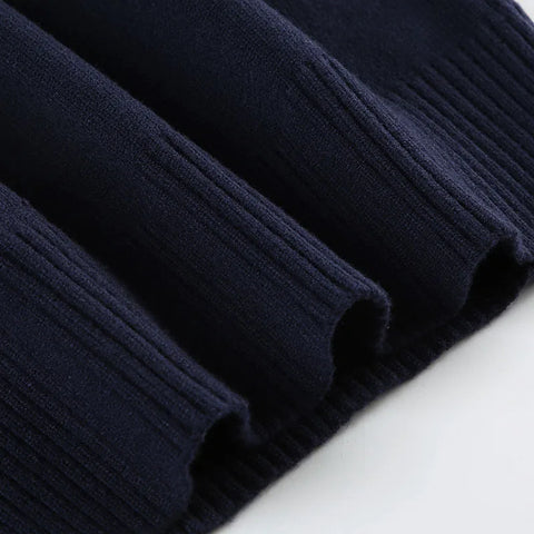 Casual Digital Print Dark Blue Sweater