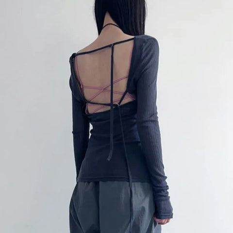 basic-blue-knit-long-sleeve-backless-top-4