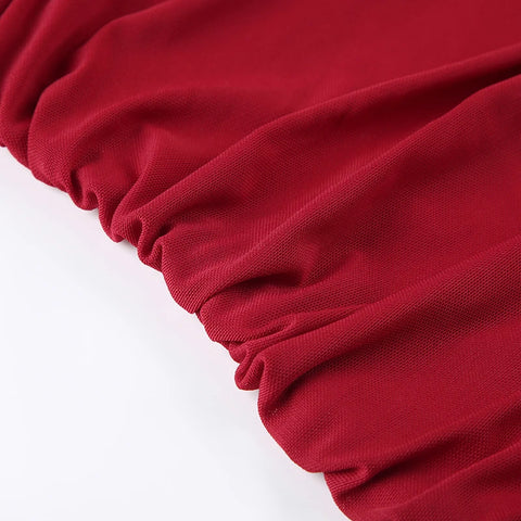 red-strapless-sexy-mesh-ruched-dress-9