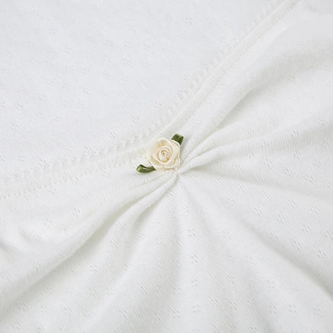 White Square Neck Cute Top