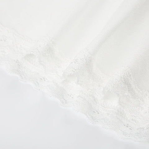 White Lace Patchwork Bow Bottons Top