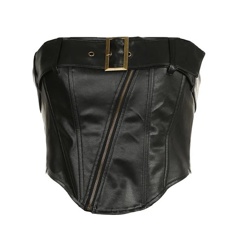 punk-strapless-belt-zipper-pu-leather-top-4