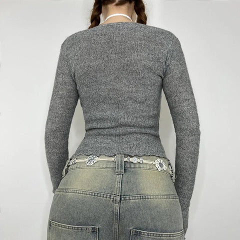 casual-grey-v-neck-cardigan-buttons-sweater-3