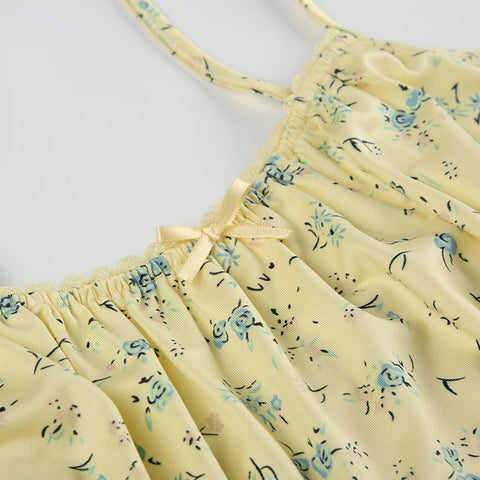 yellow-bow-small-flowers-printing-mini-dress-7