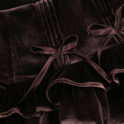 vintage-brown-velour-ruffles-fold-skirt-7