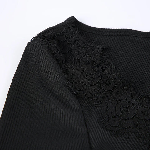 black-slim-lace-spliced-knit-long-dress-7