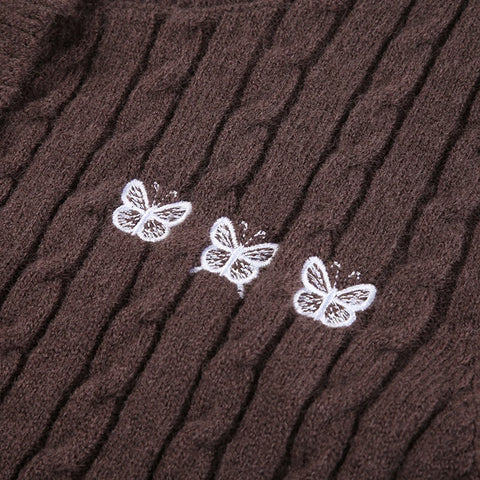 Vintage Cardigan  Butterfly Embroidery Knit Sweater