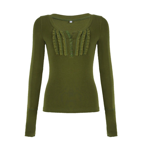 green-long-sleeve-slim-stitch-ruched-buttons-top-4