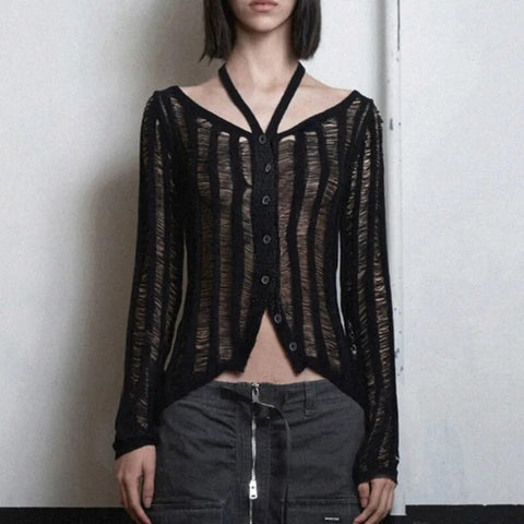 black-hollow-out-buttons-knitting-pullover-sweater-3