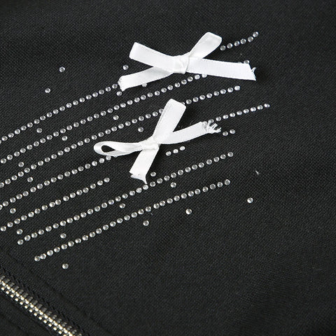 Gothic Star Rhinestone Zipper Up Coat