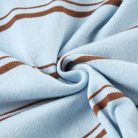 Grey Stripe Cropped Letter Pullover Sweater