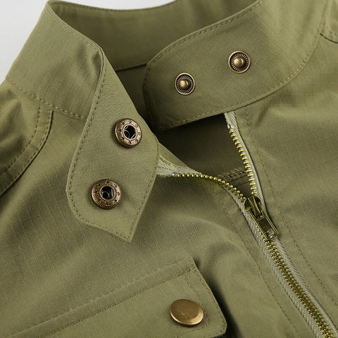 army-green-stand-collar-zip-up-pockets-coat-8