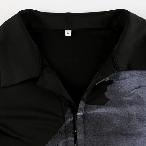 Gothic Graphic Printed Flare Sleeve Shirt