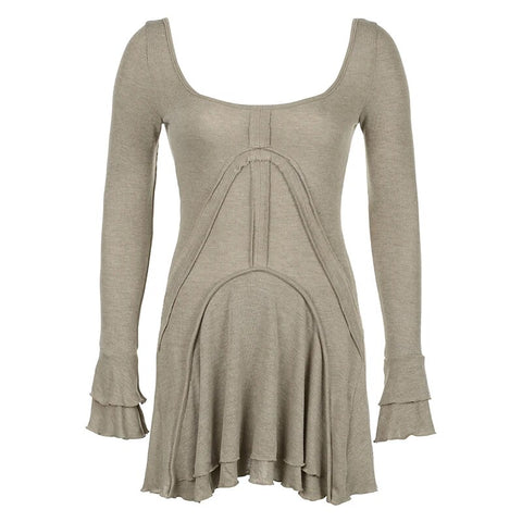 vintage-khaki-flare-sleeve-a-line-dress-4