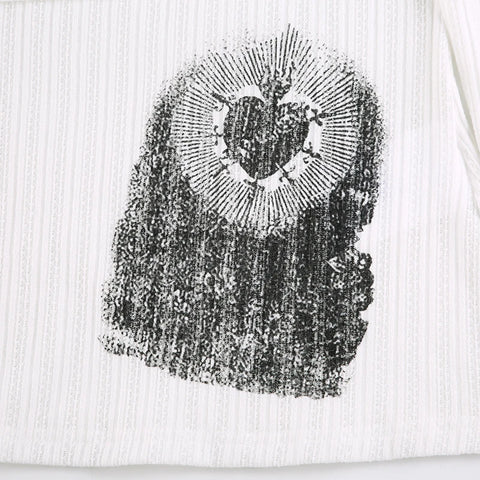 Printing Slash Neck Tierred Folds Slim Top