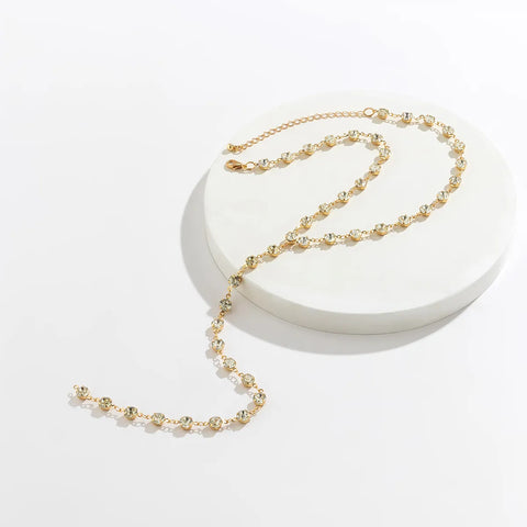 Long Tassel Pendant Rhinestone Choker Necklace