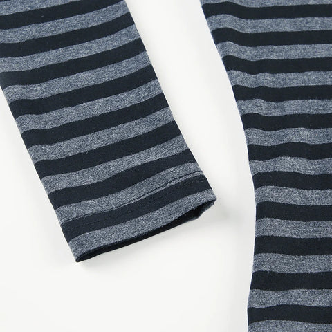 Black Striped Long Sleeve Skinny Top