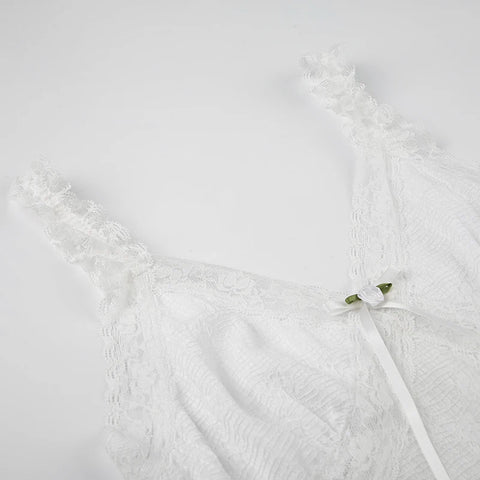 sweet-ruched-lace-trim-bow-mini-dress-5