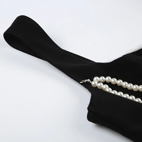 Design Pearls Satin Lace Trim Bow Top