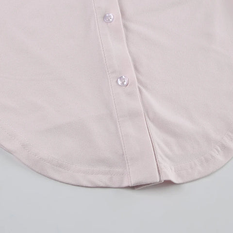 Sweet Pink Chest Folds Curved Hem Top