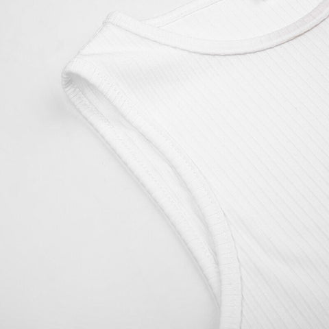 White Ribbed Knitted Crop Short Top