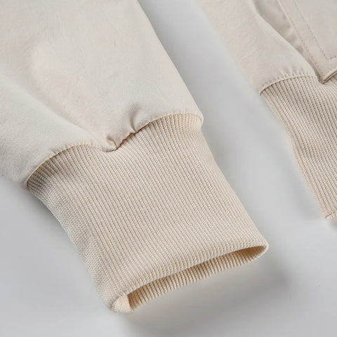 Beige High Waist Long Sleeve Top