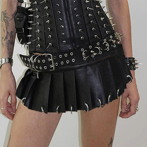 gothic-pu-leather-metal-ring-pleated-skirt-2