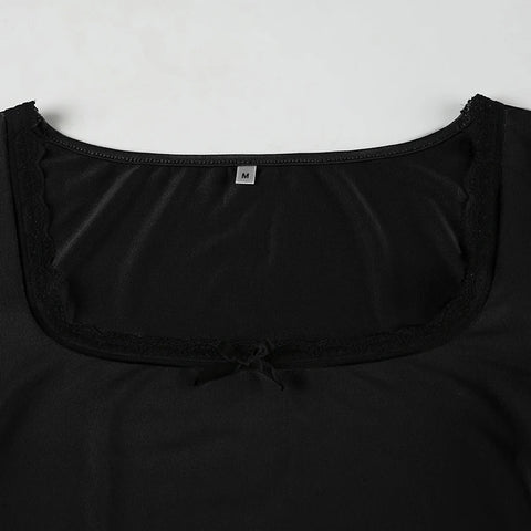 Square Neck Lace Patchwork Bodysuit