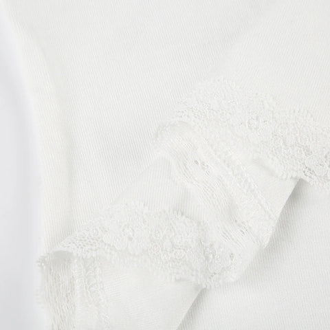 White Lace Patchwork Bow Bottons Top