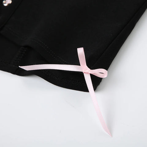 Design Pearls Satin Lace Trim Bow Top